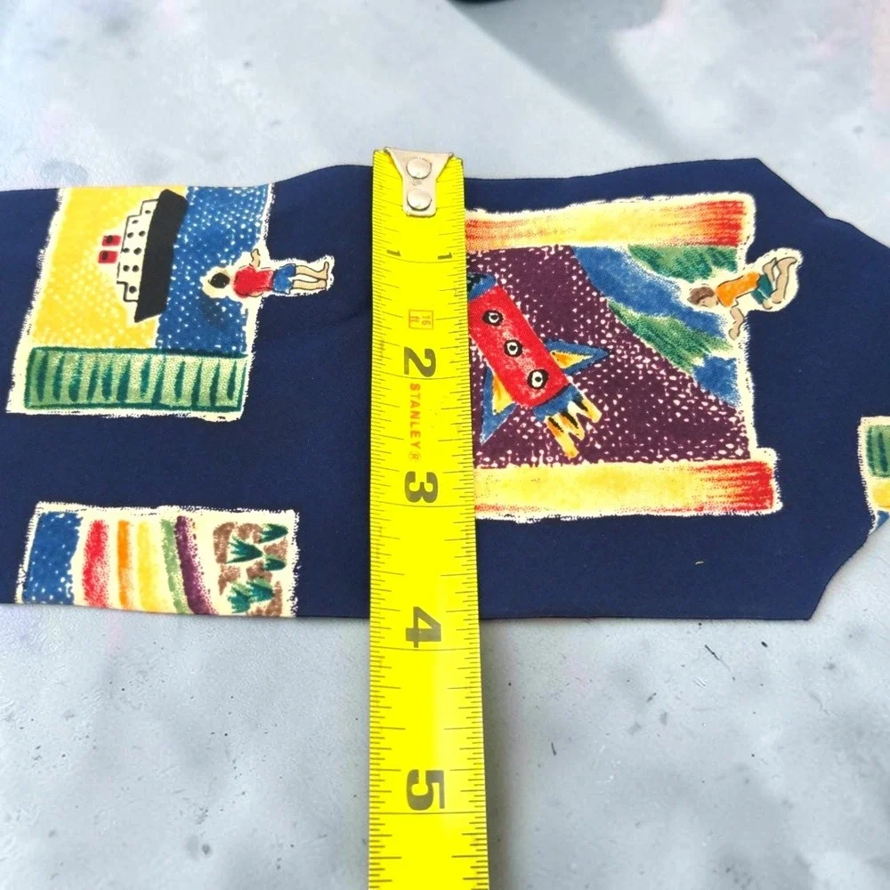 VTG Save the Children Silk Tie Nicole Windows of Imagination Rocket Ship Navy